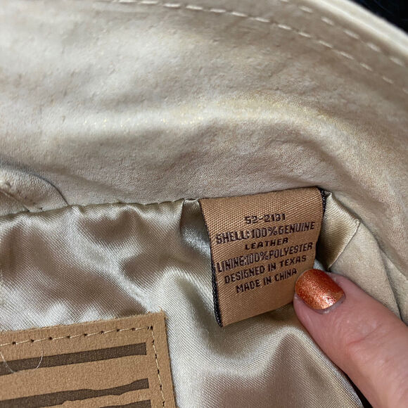 Powder River Panhandle Slim Leather Jacket Small Beige Studded Embroidered Cross - Picture 11 of 12